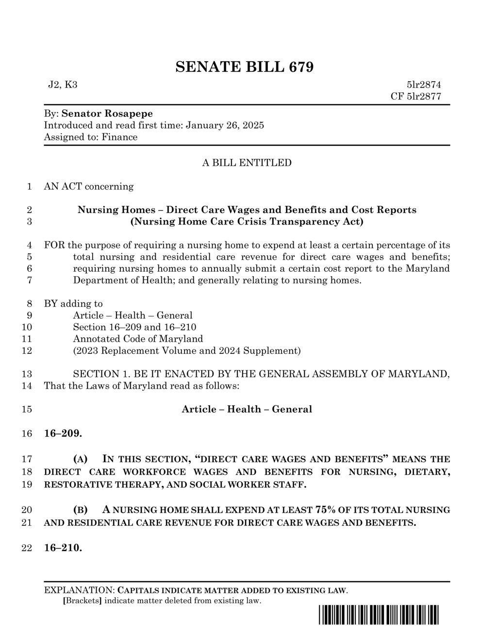 Senator Rosapepe introduces Nursing Home Care Crisis Transparency Act in Maryland