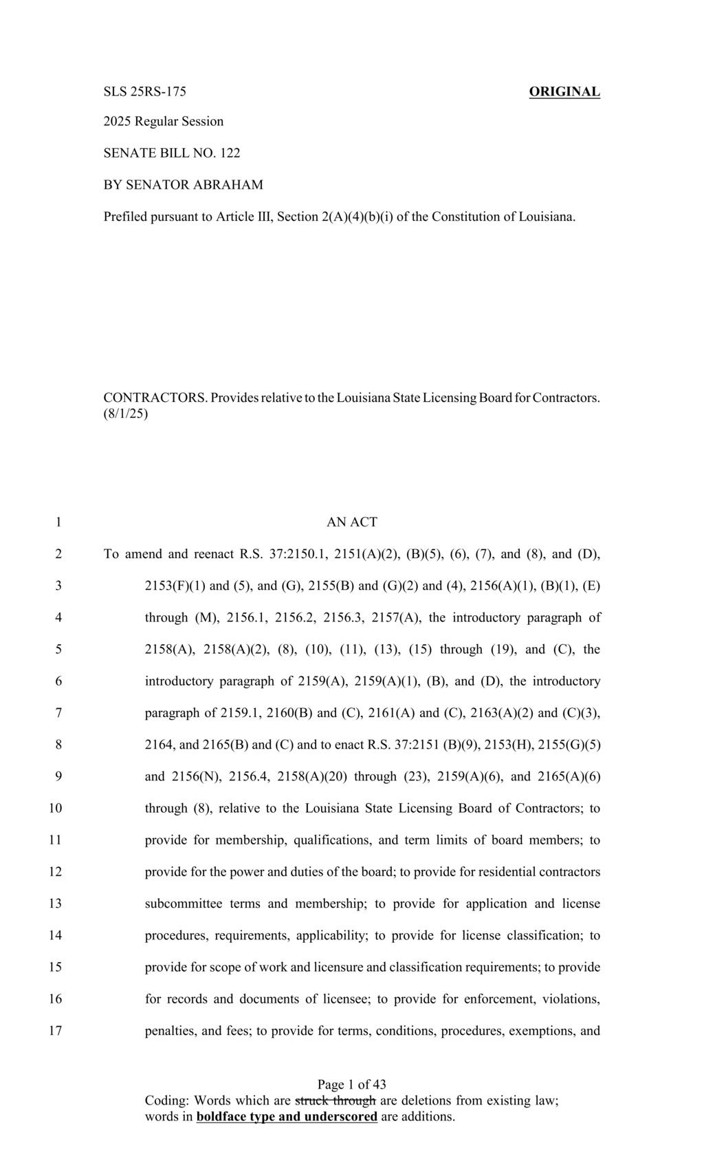 Louisiana establishes State Licensing Board for Contractors with diverse member selection