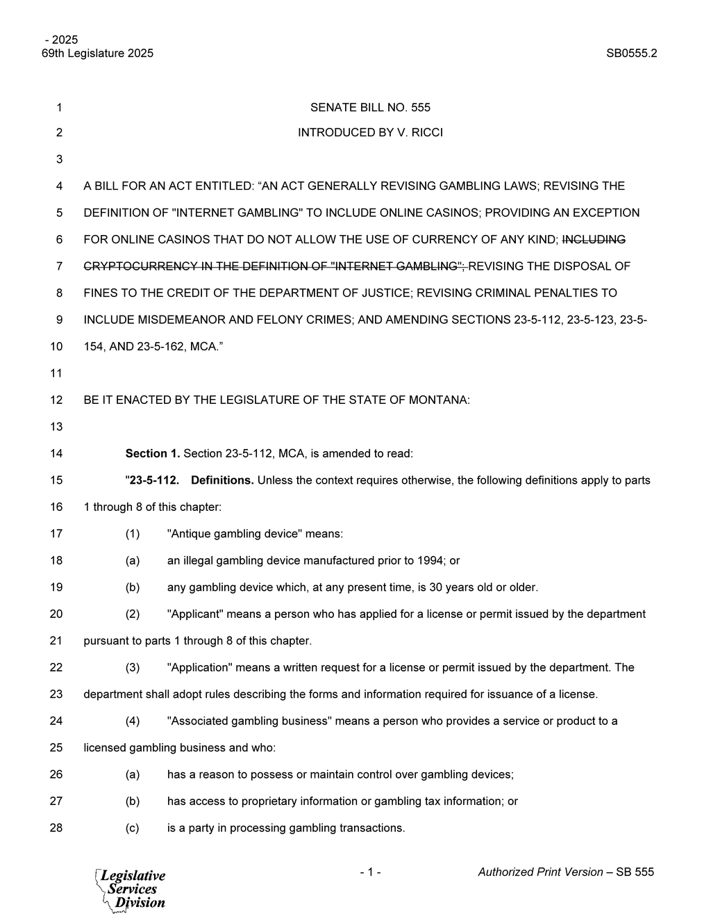 Montana Legislature amends gambling laws targeting illegal operations and penalties