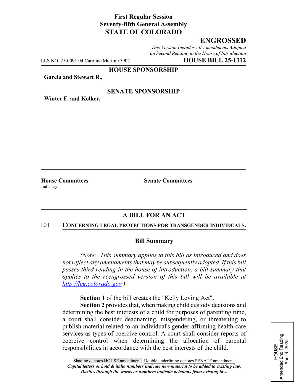 Colorado General Assembly introduces Kelly Loving Act for transgender legal protections