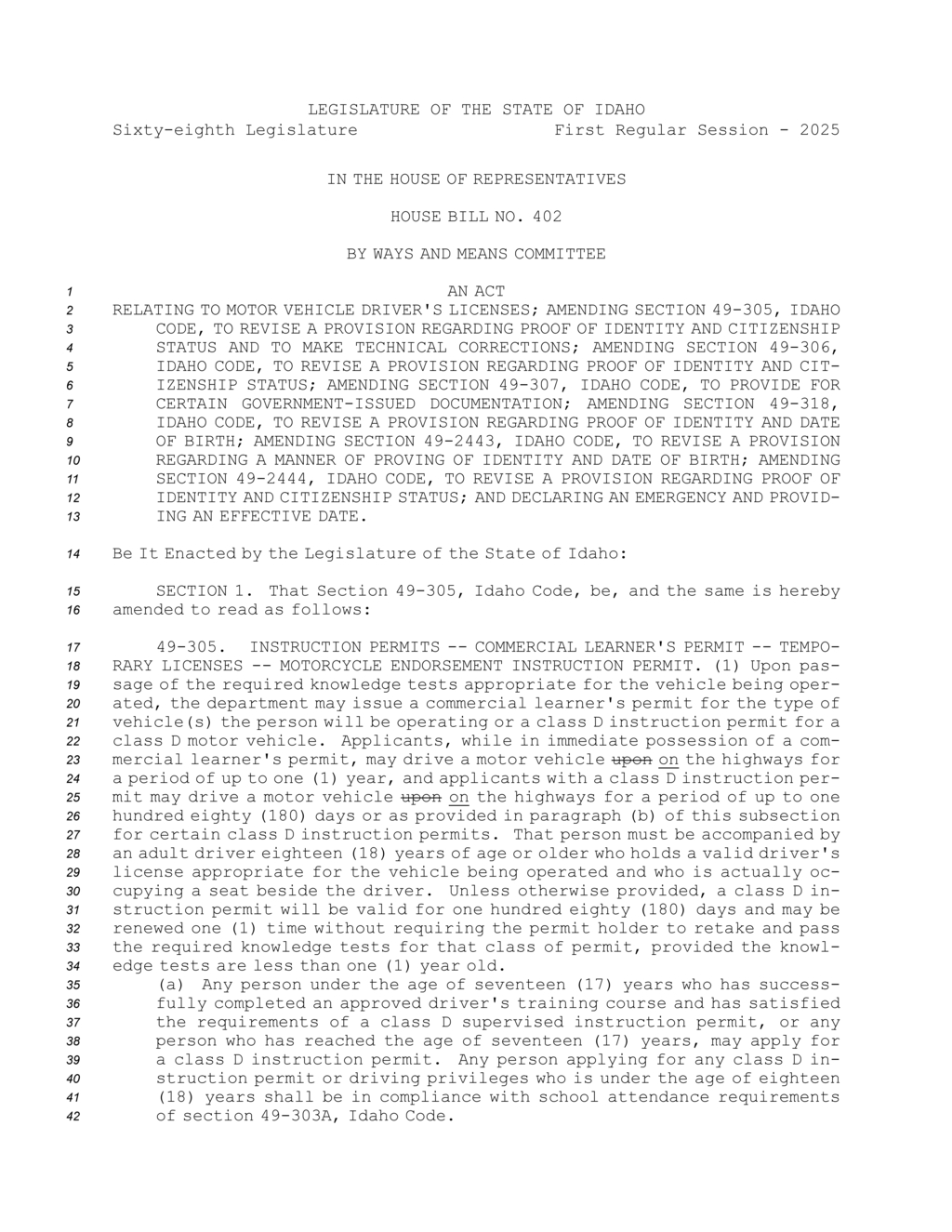 Idaho tightens regulations for teenage driver's class D instruction permits