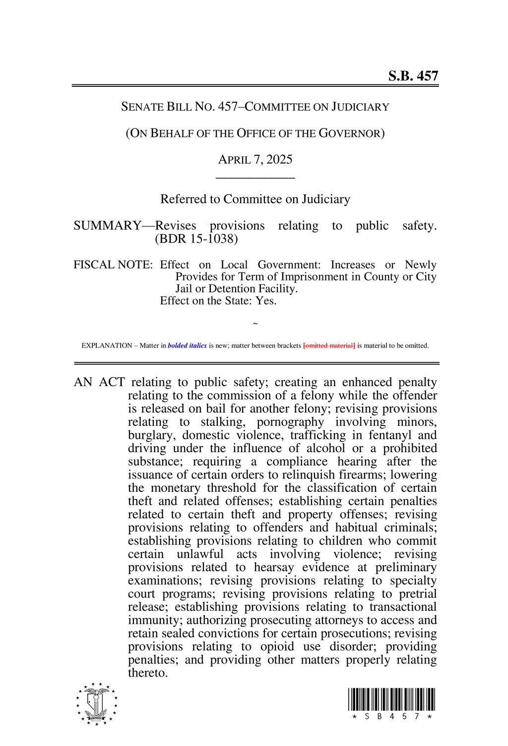 Nevada amends check fraud laws increasing penalties and restitution requirements