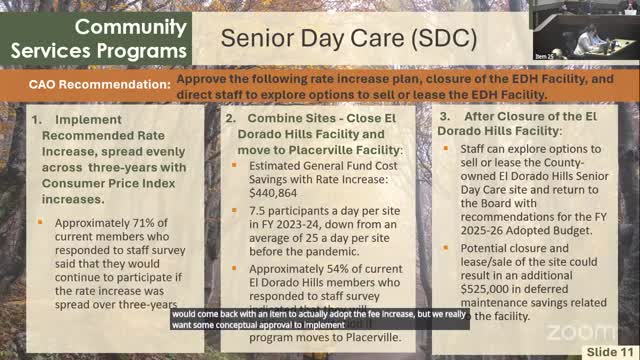 El Dorado County plans to consolidate senior day programs and adjust fees