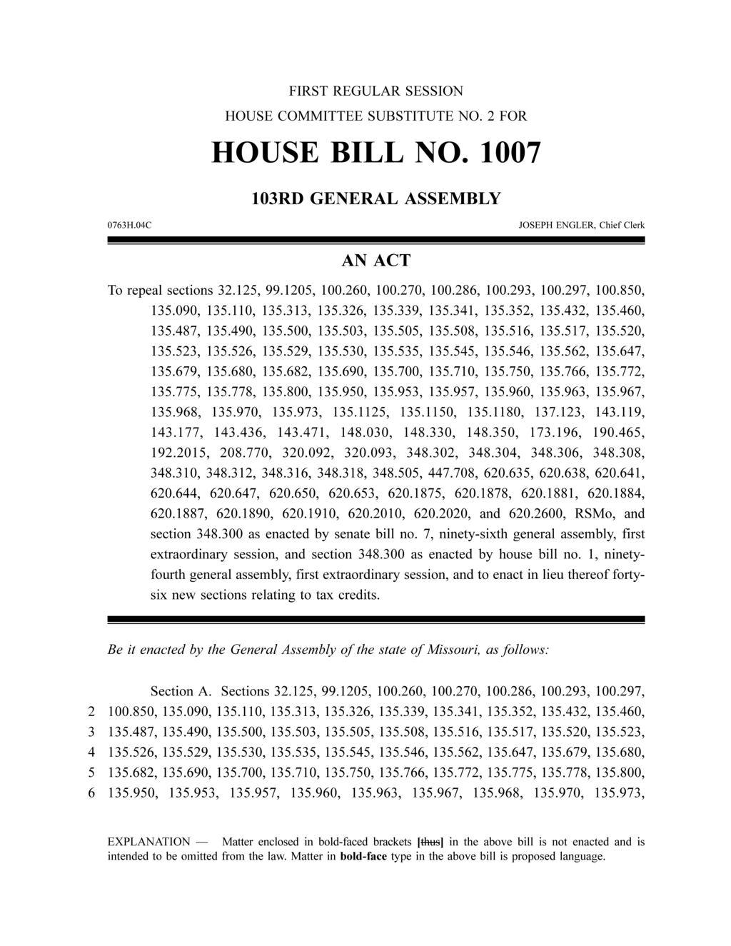 Missouri tax credit program to sunset in 2031 unless reauthorized by legislature