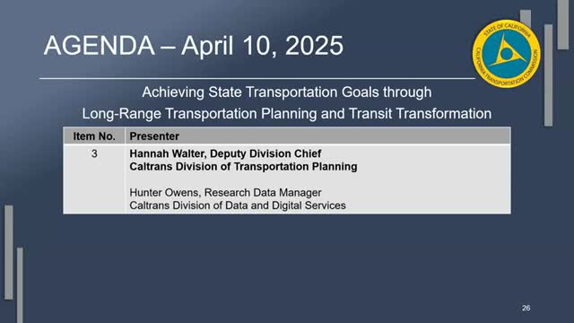 Caltrans presents updated California Transportation Plan focusing on greenhouse gas reduction