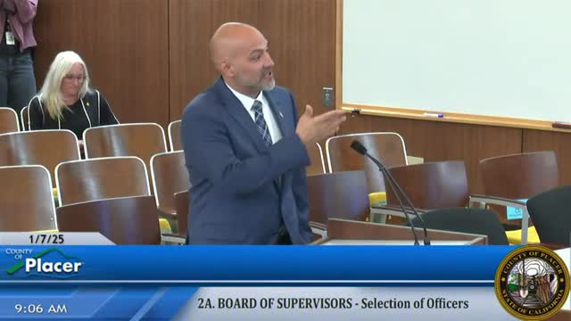 Placer County Board elects new chair and vice chair during annual meeting