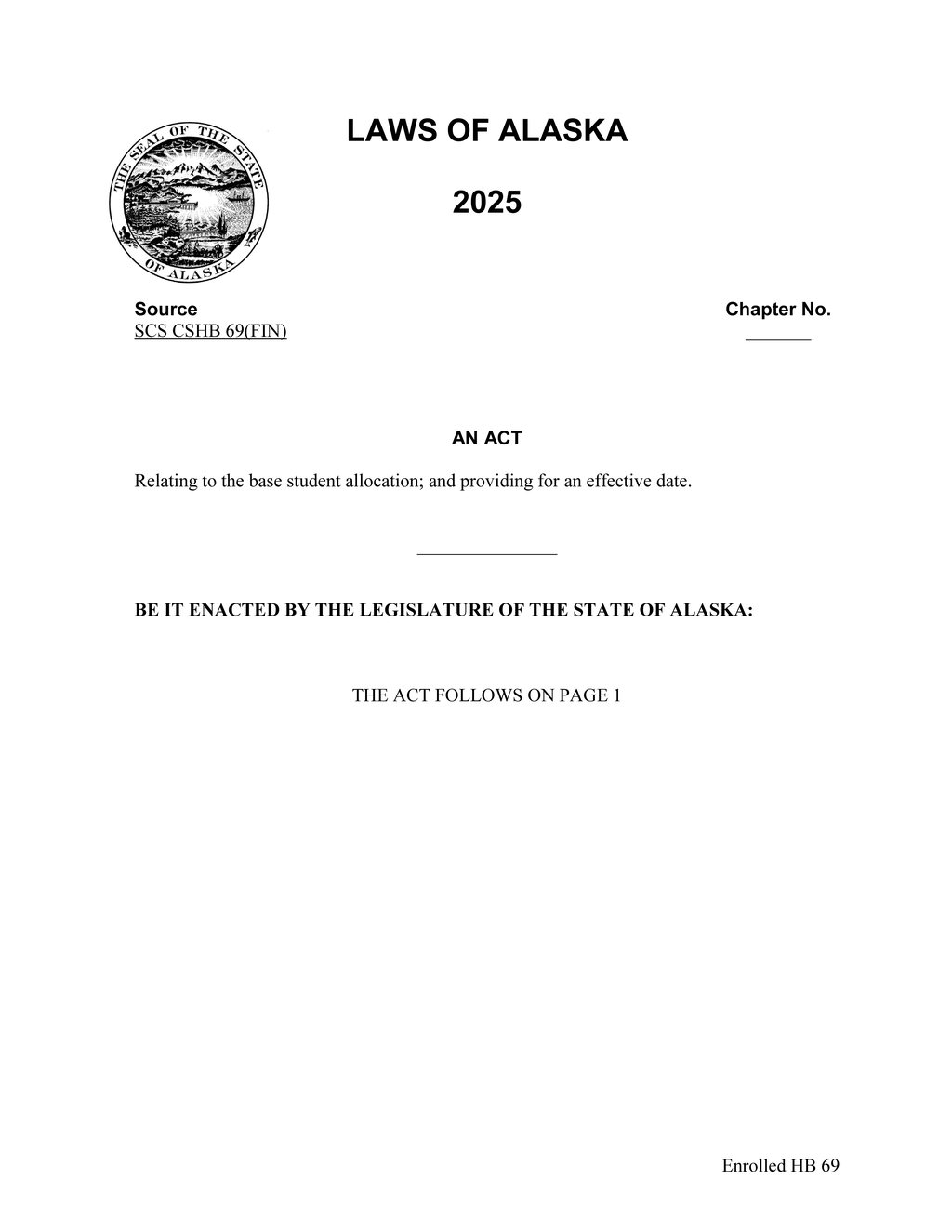 Alaska legislature approves HB 69 raising base student allocation to $6960