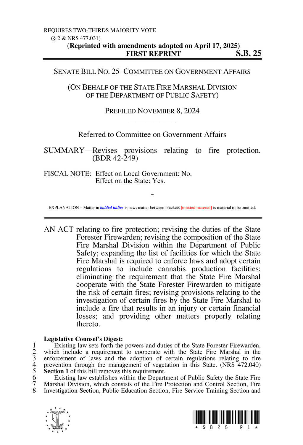Nevada State Fire Marshal updates fire prevention regulations targeting multiple facility types