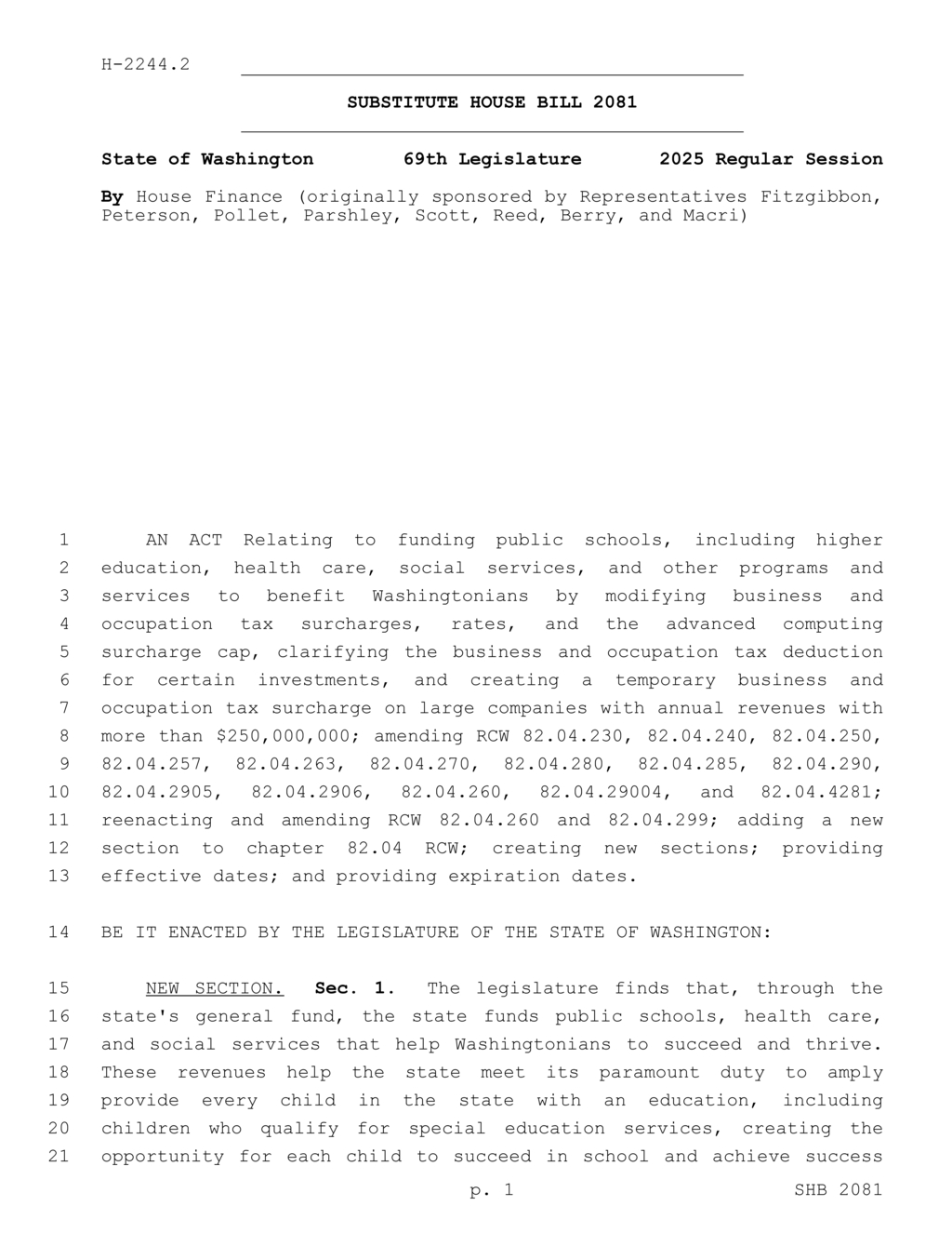 Washington state implements new tax rates for various business activities