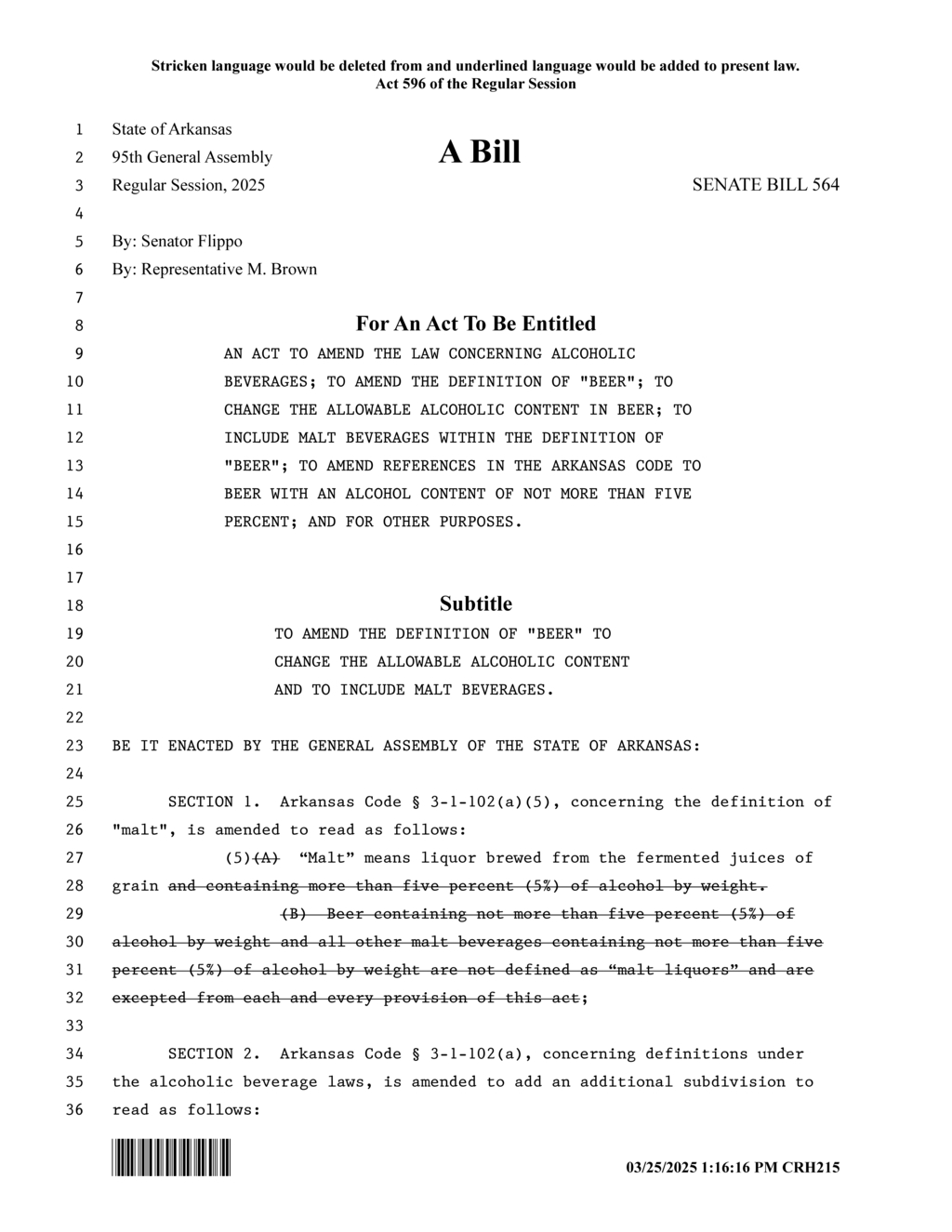 Arkansas lawmakers revise beer definitions and tax rates in SB564 amendment
