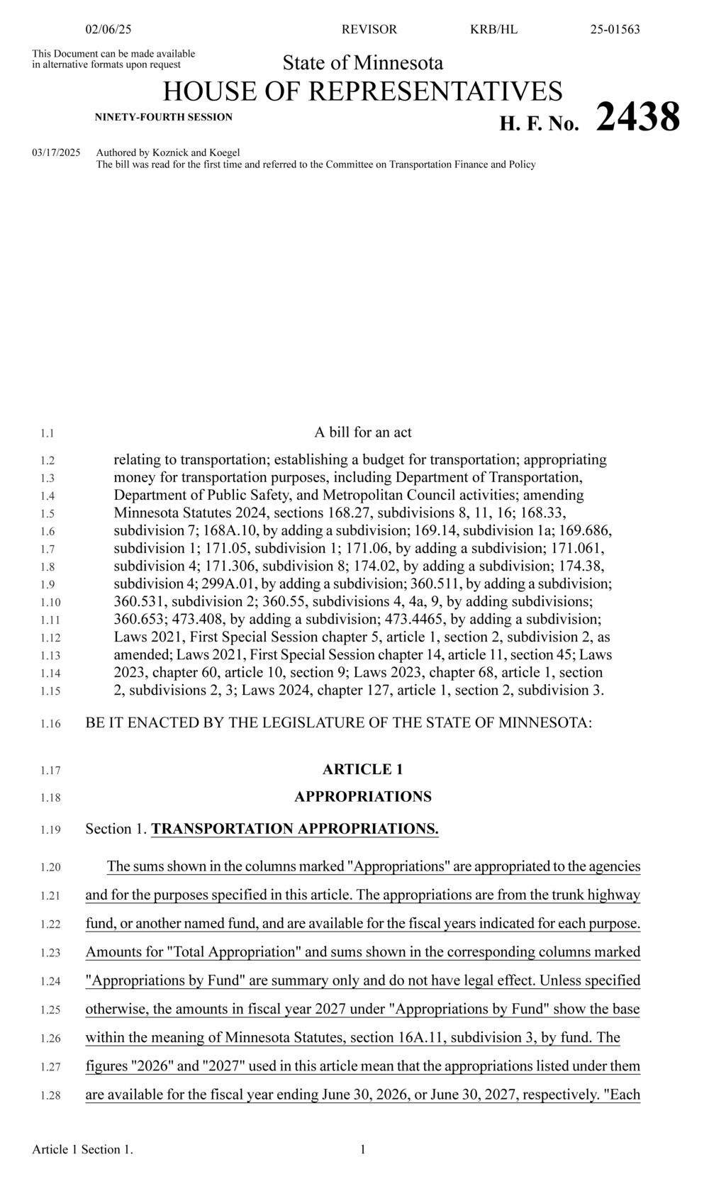 Minnesota allocates $4.9B for Department of Transportation in 2026-2027 budget