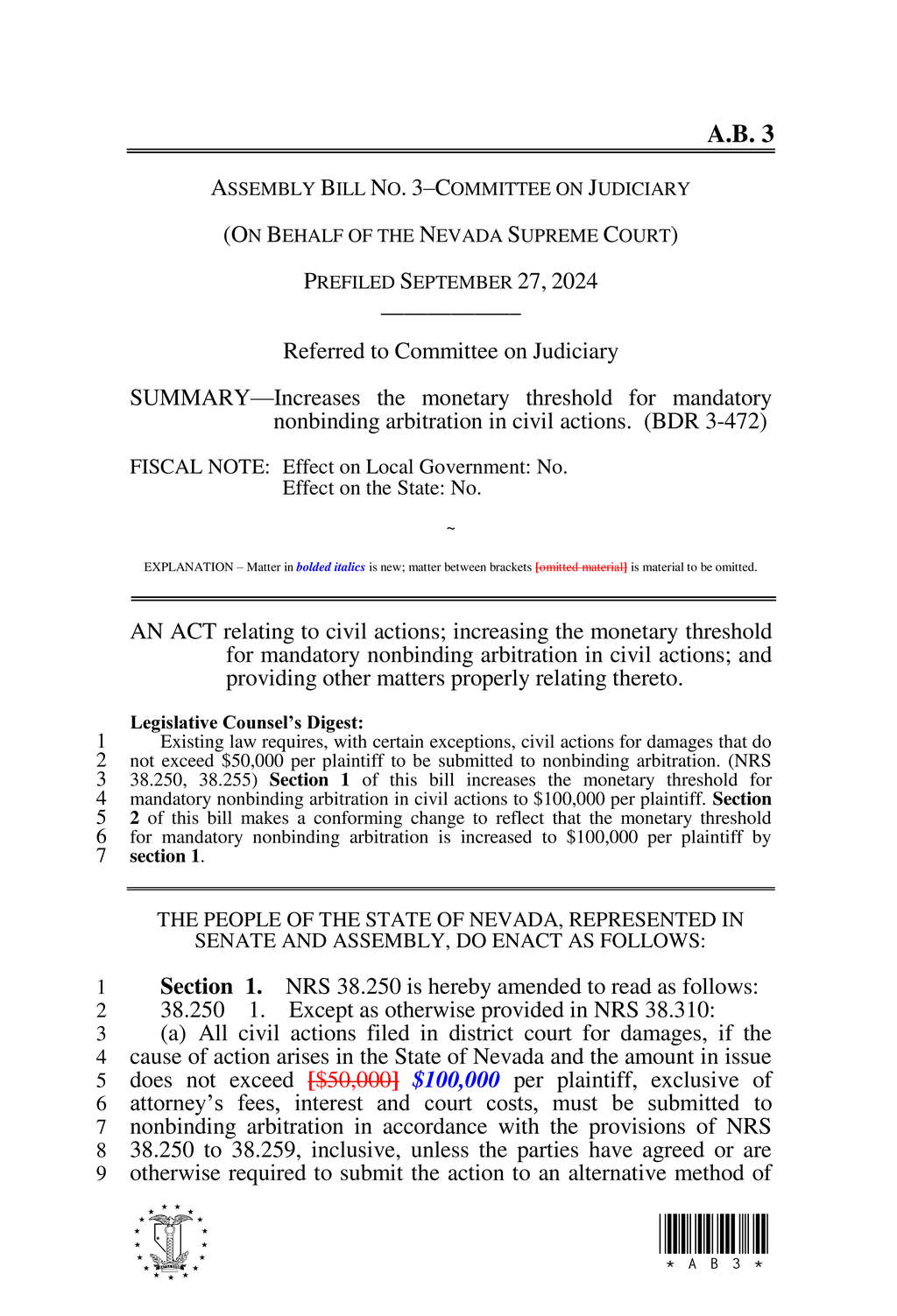 Nevada Supreme Court updates arbitration rules for civil actions