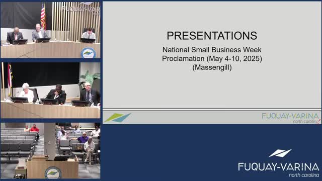 Mayor Massingale proclaims May 2025 as National Small Business Week in Fuquay Varina