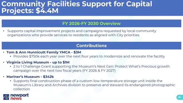 City Council reviews $3M for YMCA and Virginia Living Museum capital improvements