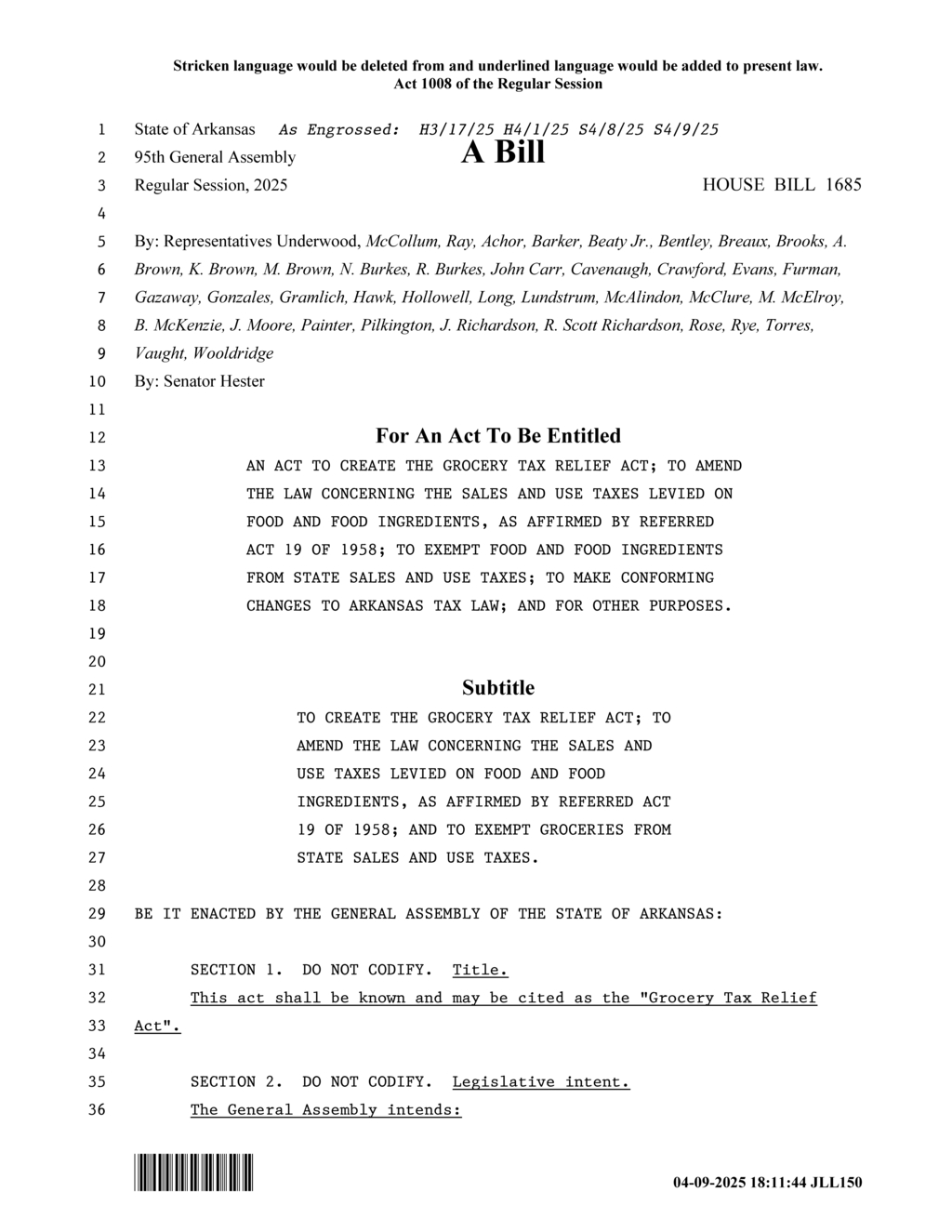 Arkansas House passes Grocery Tax Relief Act to exempt food from sales tax