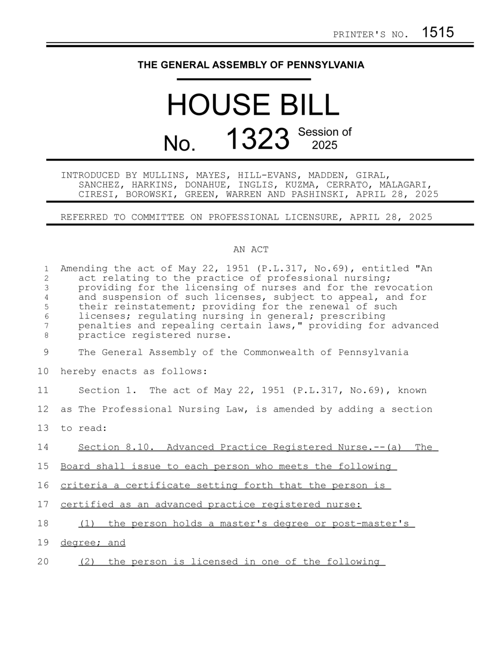 Pennsylvania certifies advanced practice registered nurses under new legislation