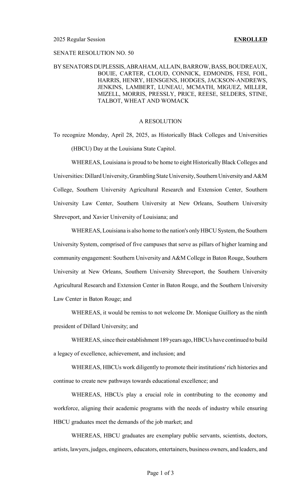 Louisiana honors HBCUs with designated April 28 Day at State Capitol