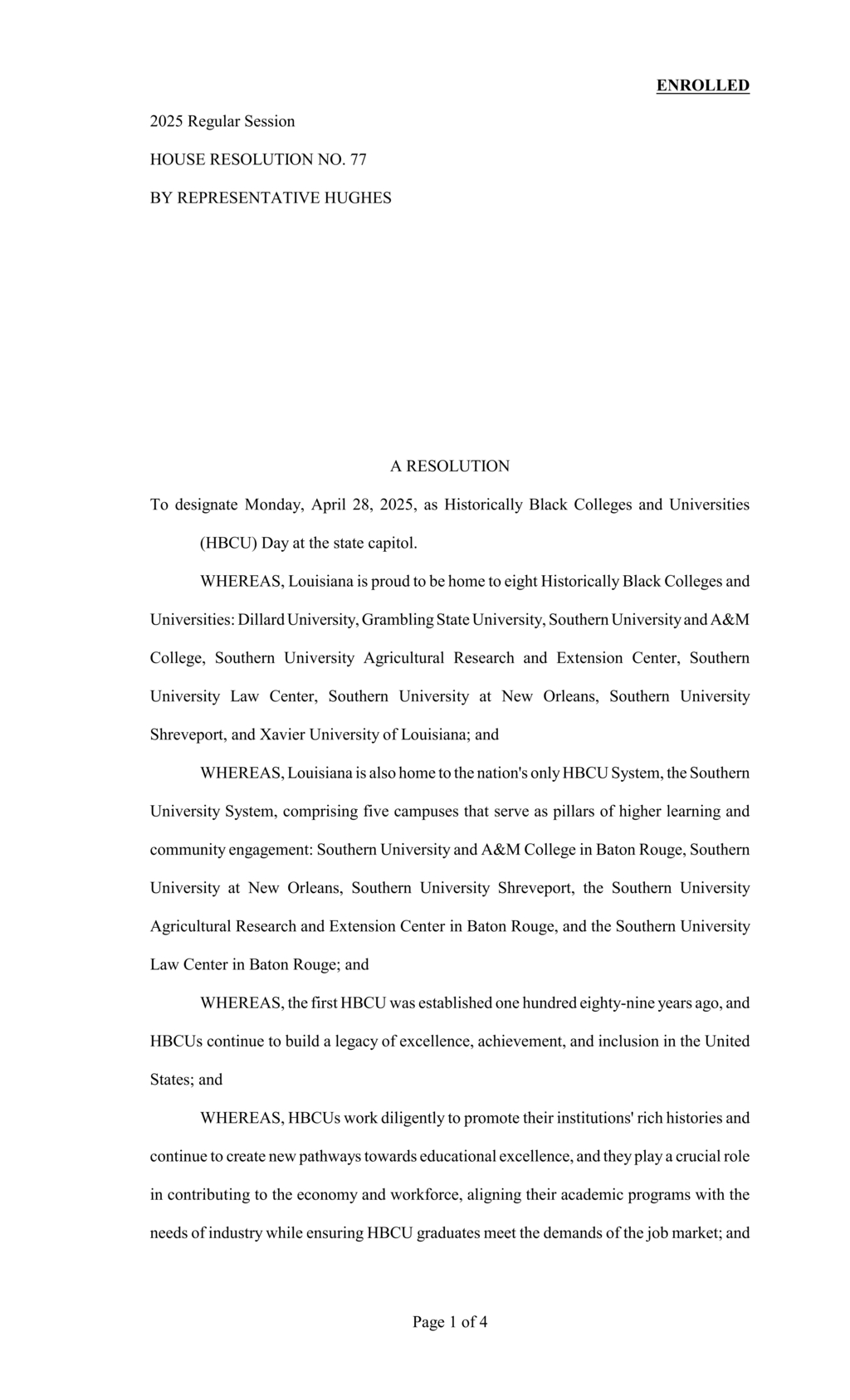Louisiana designates April 28 as HBCU Day at state capitol