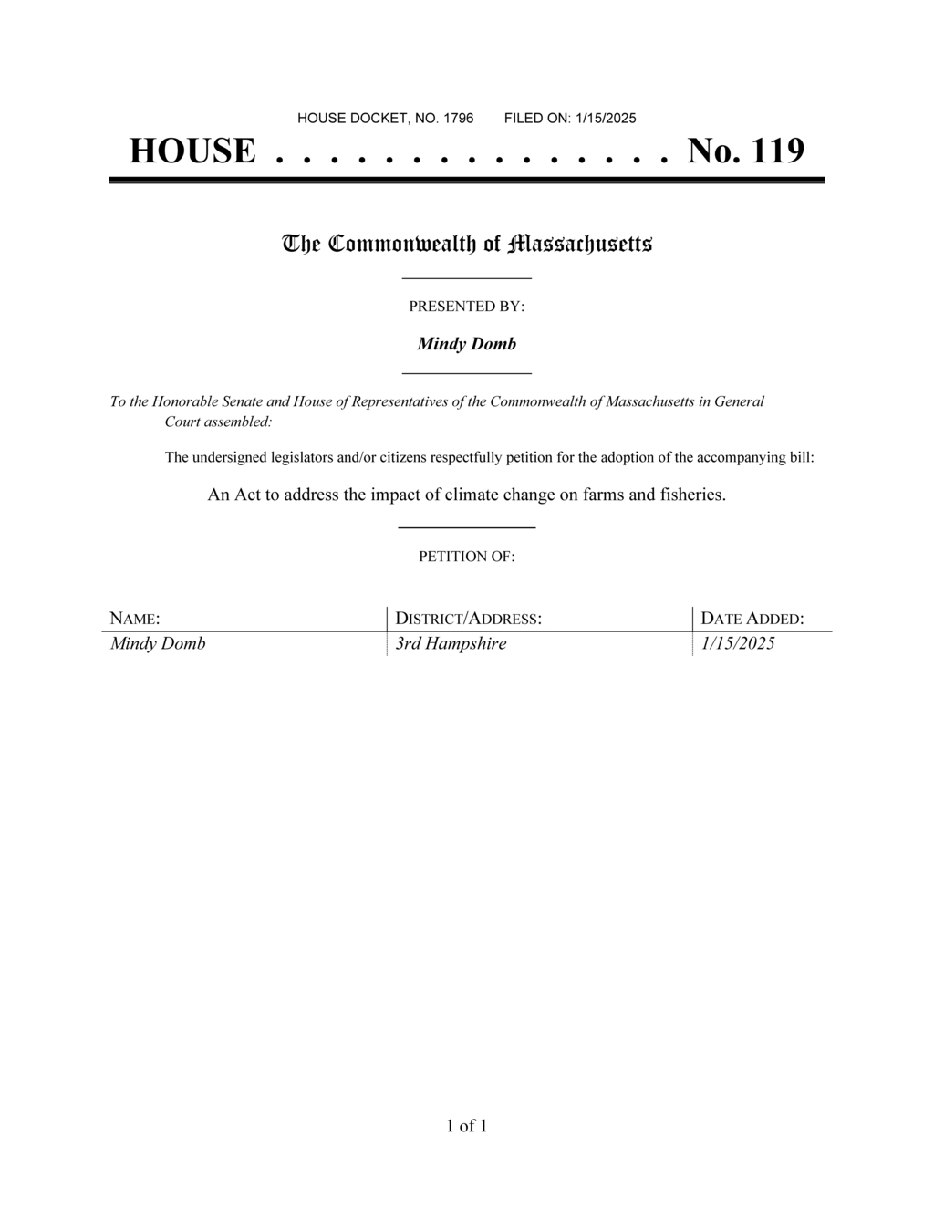 Representative Mindy Domb proposes climate resilience fund for Massachusetts farms and fisheries