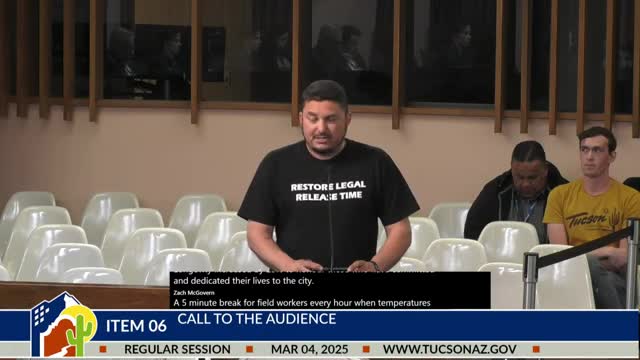 Mitchell Salazar addresses Tucson noise ordinance enforcement issues to city council