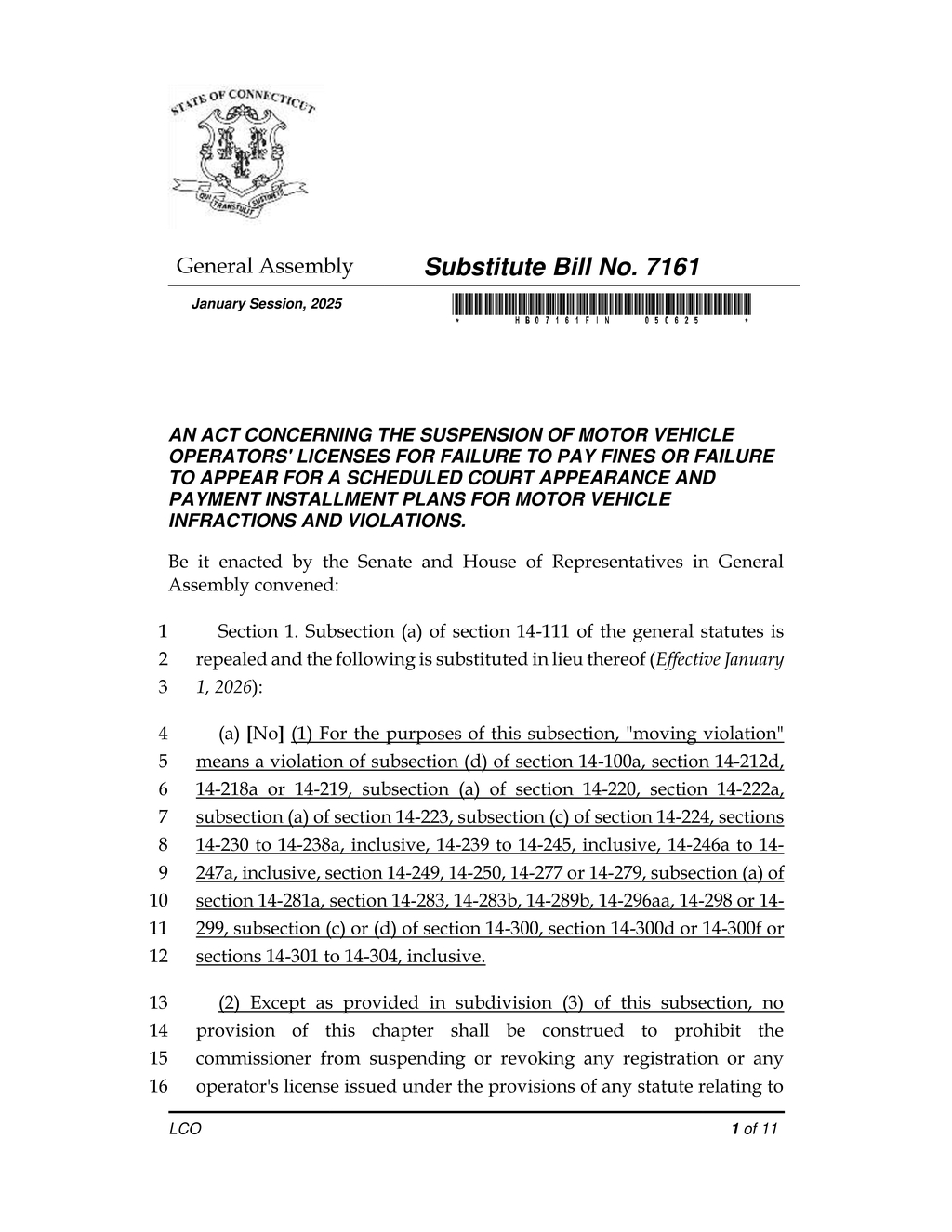Connecticut establishes Centralized Infractions Bureau to manage court infraction payments