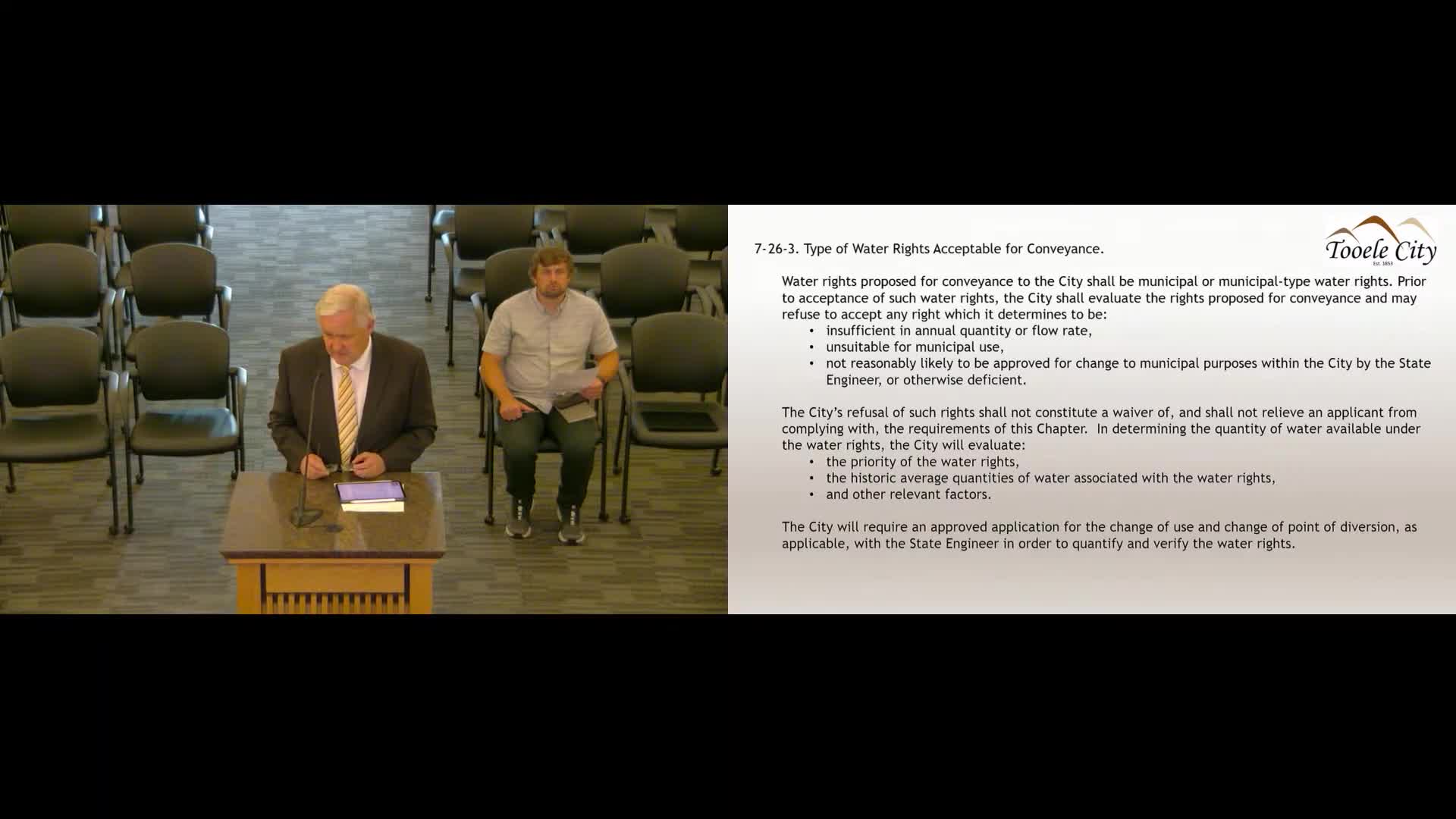 Tooele City Council proposes changes to water rights evaluation process