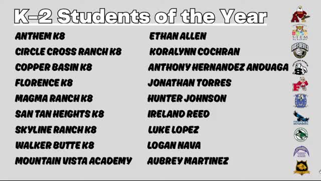 Florence Unified School District honors students of the year across multiple grade levels
