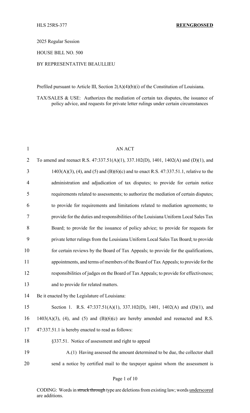 Louisiana establishes independent Board of Tax Appeals to resolve taxpayer disputes