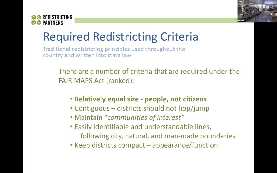 Redistricting under Fair Maps Act prioritizes community interests and population balance