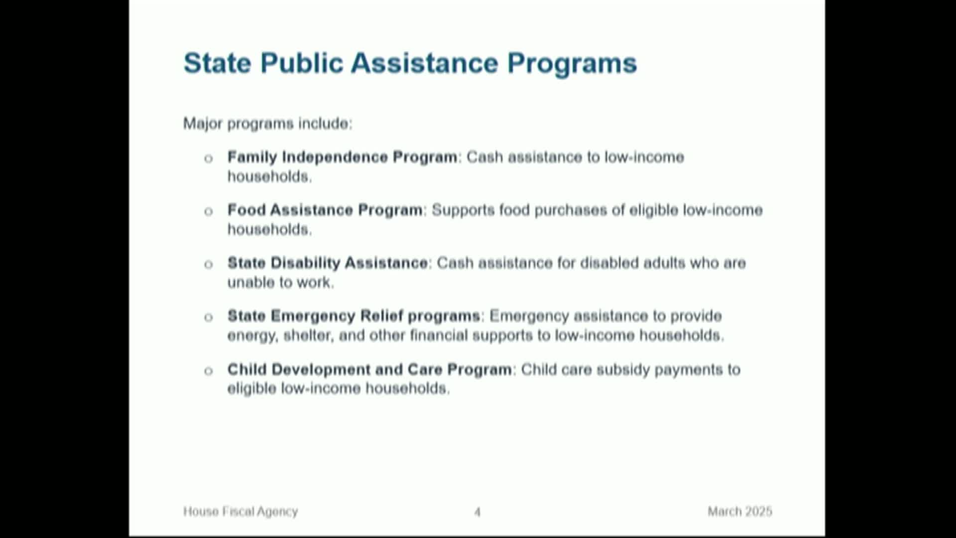 Department of Health announces key public assistance programs for low income families