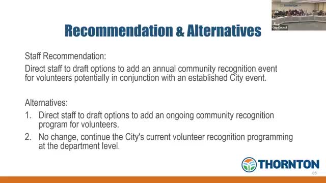 Thornton City Council proposes annual community volunteer recognition event