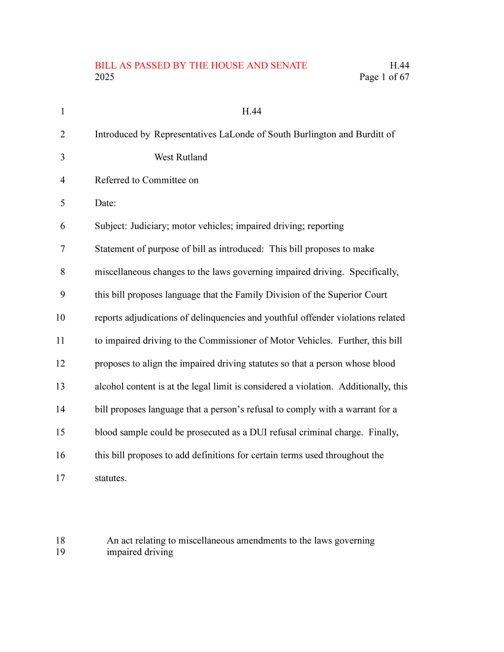 Vermont enacts new civil suspension processes for DUI offenses