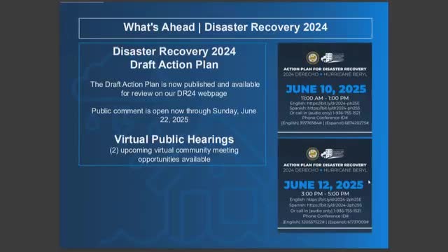 Houston Council reviews 2024 disaster recovery action plan and addresses housing concerns