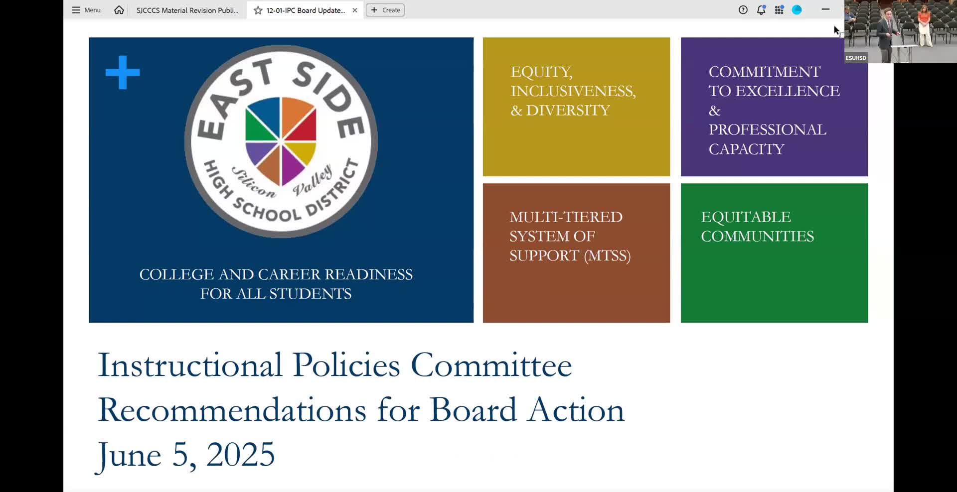 Eastside Instructional Policies Committee updates curriculum for diverse student needs