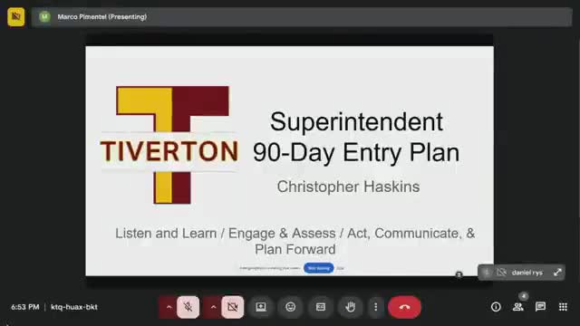 Superintendent candidate outlines 90-day entry plan for Tiverton School Department