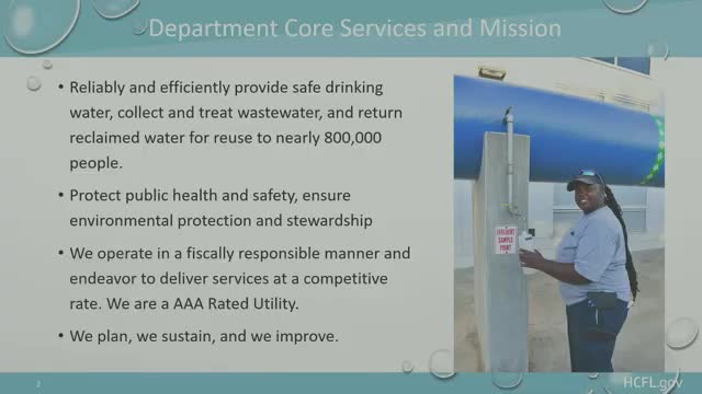 Water Department serves 800000 residents with sustainable drinking and wastewater services