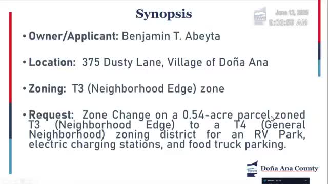 Benjamin Tiaveda proposes zoning change for Donana RV park and food truck site
