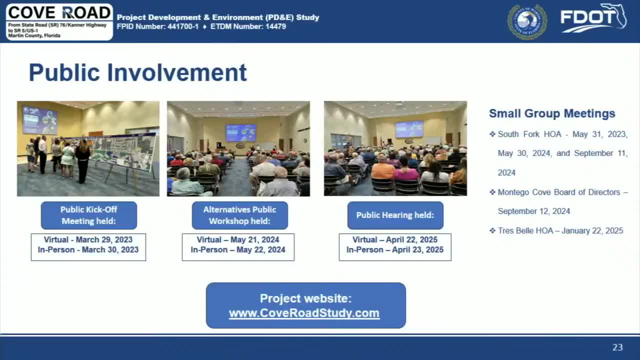 Montego Cove HOA discusses traffic improvements and roundabout benefits at public hearing