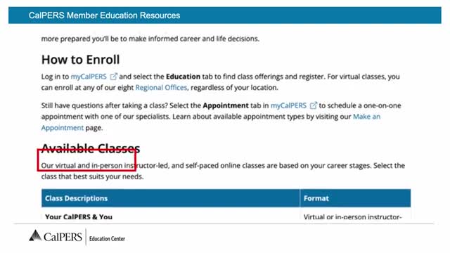 CalPERS offers diverse retirement education classes for members at all career stages