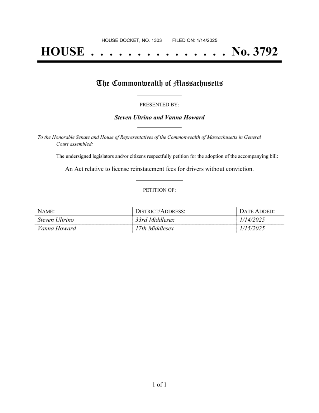 Massachusetts lawmakers propose amendments to driver license reinstatement fees